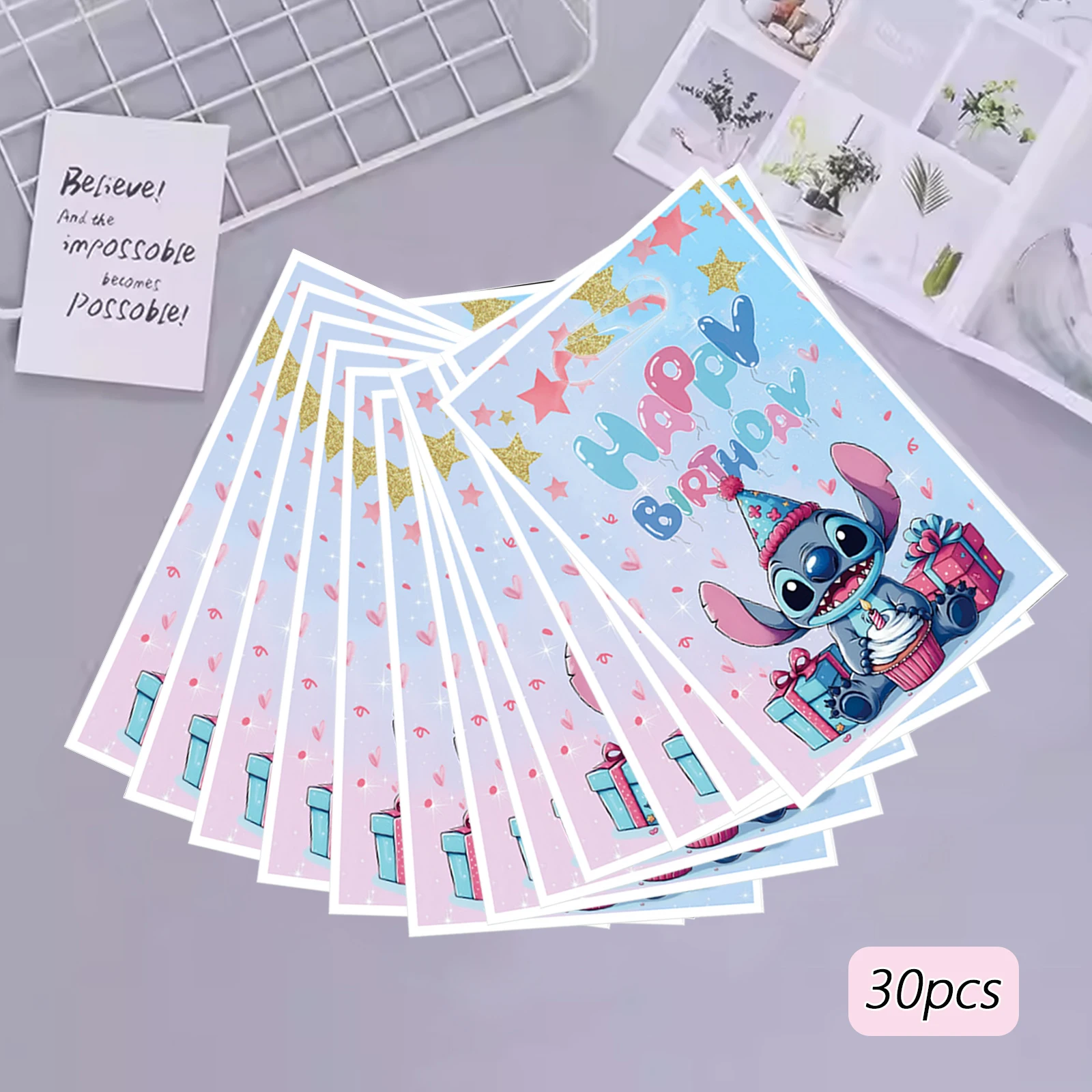 30 sacs cadeaux Stitch pour fête d'anniversaire, sacs à bonbons Stitch, décorations pour fête d'anniversaire Stitch