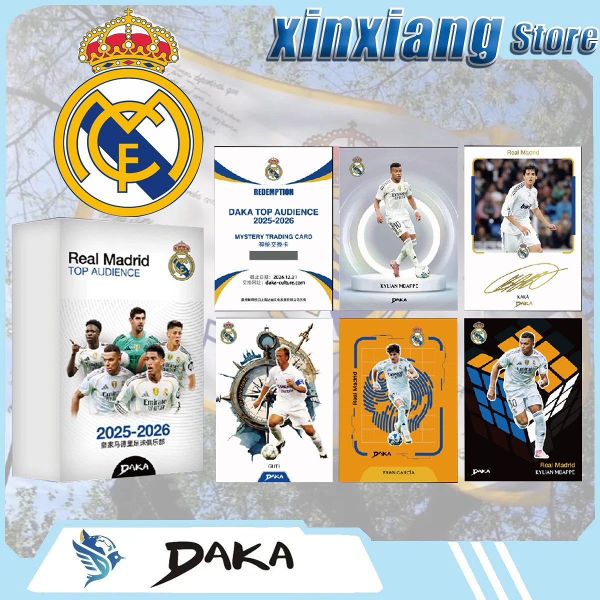 

Genuine DAKA 2025-2026 Top Audience Real Madrid Collectible Trading Cards Vinicius Jr. Bellingham Soccer Star Autograph Cards