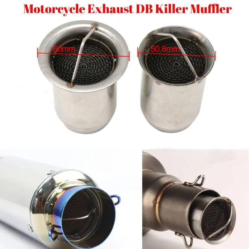Universeller 51/60mm Motorrad-Auspuff-Schalldämpfer mit abnehmbarem DB-Killer-Schallreduzierer für Honda Yamaha Geräuschunterdrücker