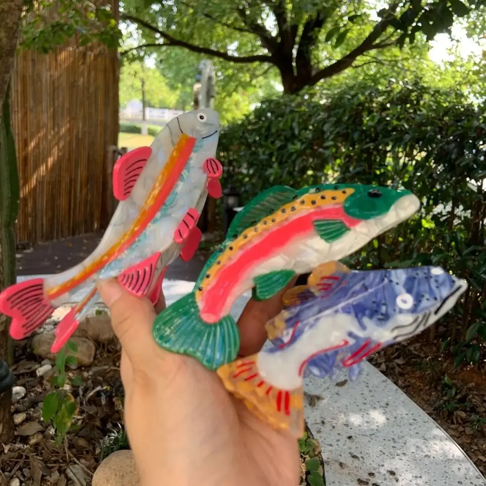 

Newest Large Fresh Trout Hair Claw Colorful Cartoon Fish Hair Claw Clips Dopamine Acetate Hair Accessories Women Girls