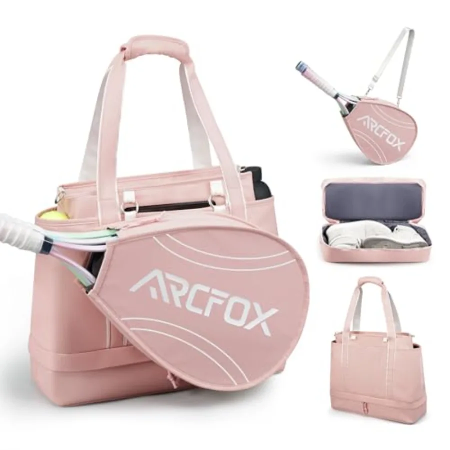 

ARCFOX for Women, 2-in-1 Pink s 3 s, Large with Shoe Compartment, Water Bottle Holder, Sports Handbag for Pickleball Padel, Bad