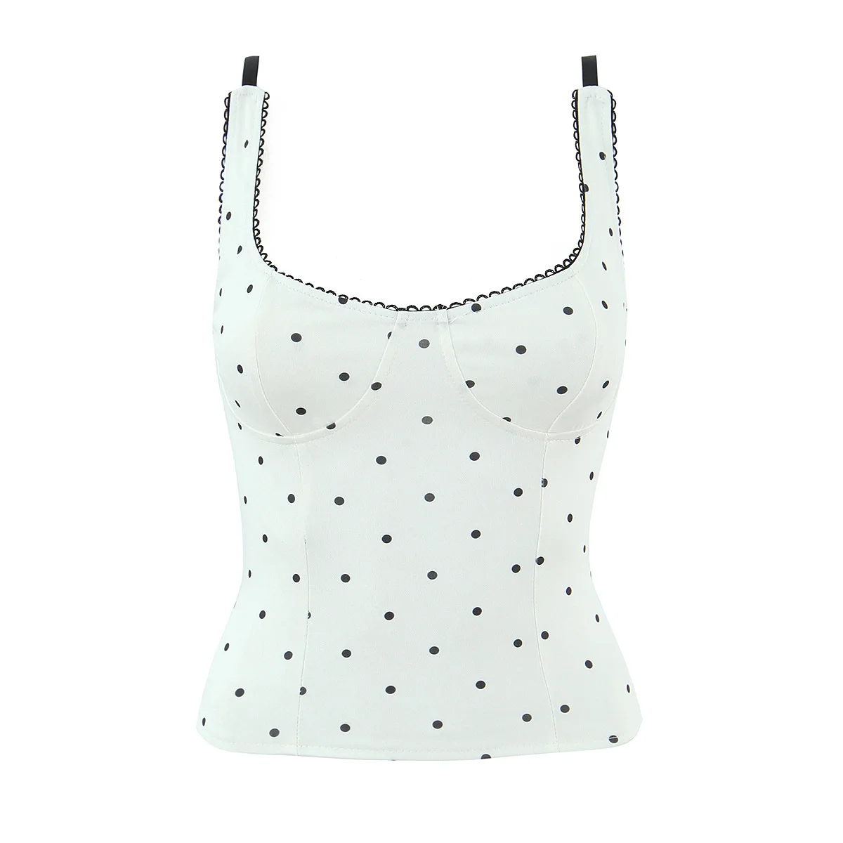 Sexy Polka Dot Strap Vest Top Women's Elegant Versatile Shoulder Bared Shirt Cross-Border Fashion Trending Summer Clothing