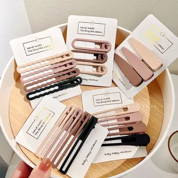 3/4 ชิ้น/เซ็ตผู้หญิงใหม่ Girks Vintage Frosted เรขาคณิต Ornamentr คลิปผมผู้ใหญ่น่ารักโลหะผสม Hairpins หญิงอุปกรณ์เสริมผม