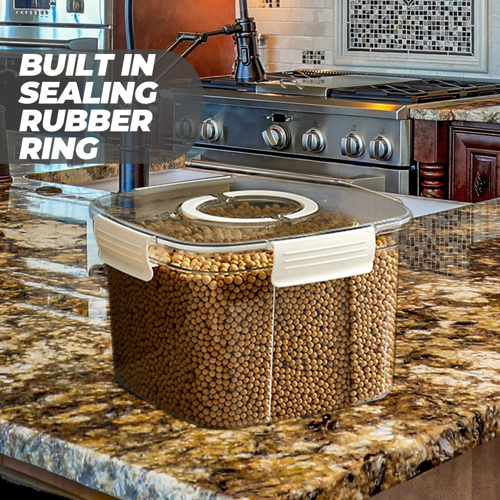 

Large Capacity Rice Storage Container Airtight Food Grade Kitchen Grain Container Rice Dispenser Transparent Visual Window