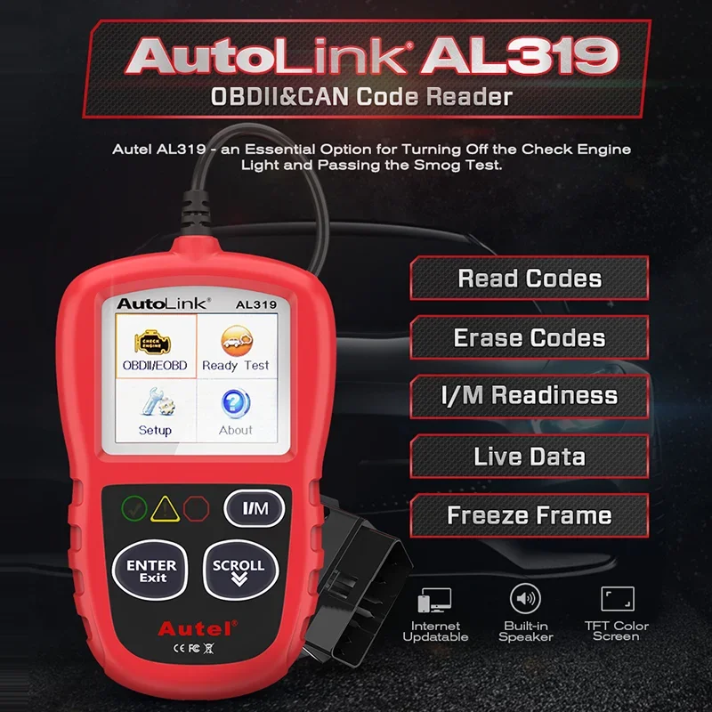 Autel AL319 OBD2 CAN Code Reader Auto Car Diagnostic Tool  View Freeze Frame Data OBDII OBD 2 Scanner Automotive