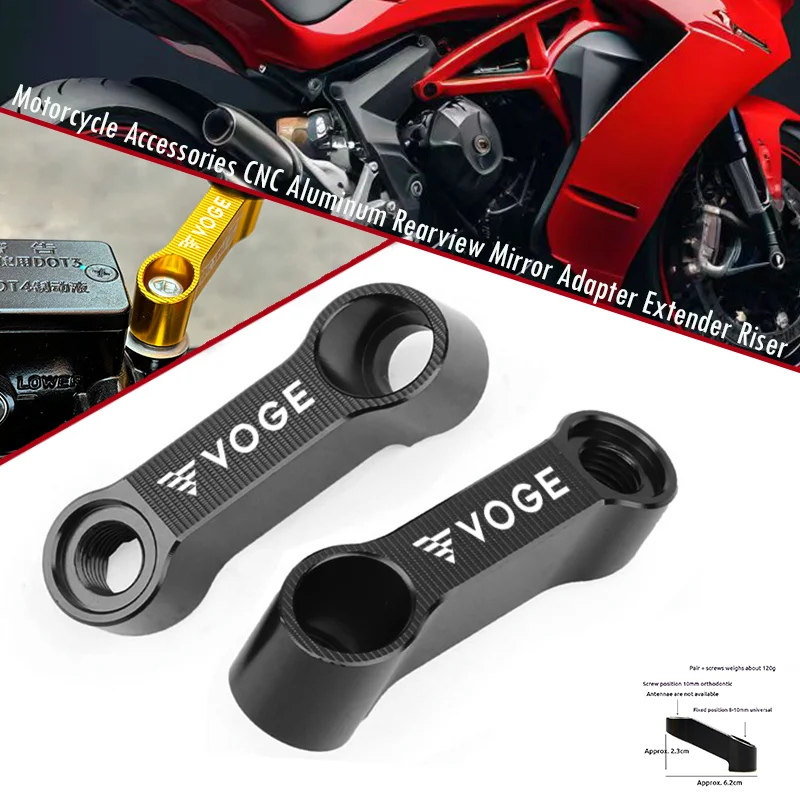 

For Loncin Voge 200AC 300AC 300R 500DS 500R 650DS ER10 Motorcycle CNC Mirrors Riser Extension Bracket Rearview Mirror Extend