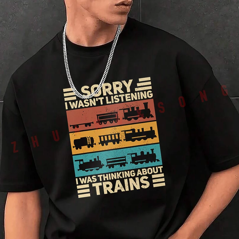 

Tshirt Men Crew Neck Tops Sorry I Wasn’t Listening Black New Mens Hip Hop O-neck Tee Shirt Motorcycle Casual T-shirt