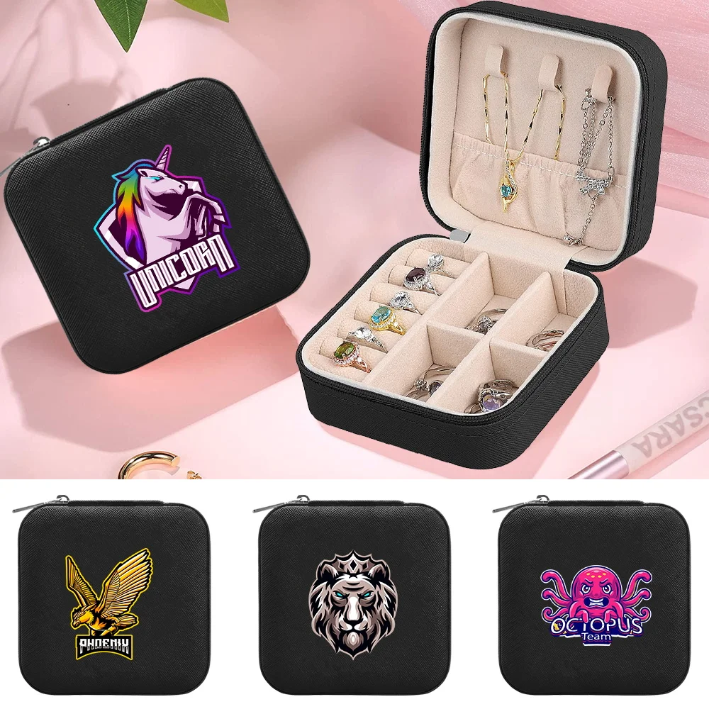Portable Jewelry Storage Box PU Leather Waterproof Jewels Case Organizer Device Necklace Ring Earrings Display Teamlogo Series
