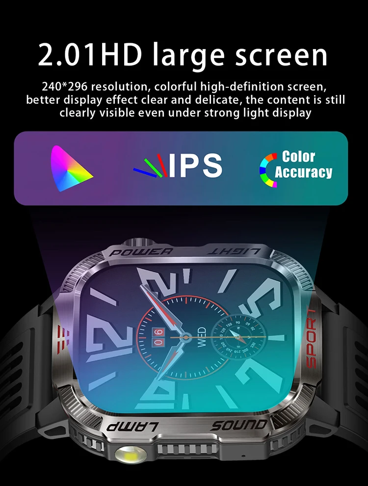 Smart Watch Compass Altitude Air Pressure for Sport Outdoor Flashlight Heart Rate Bt Call Reloj HT29 Smartwatch