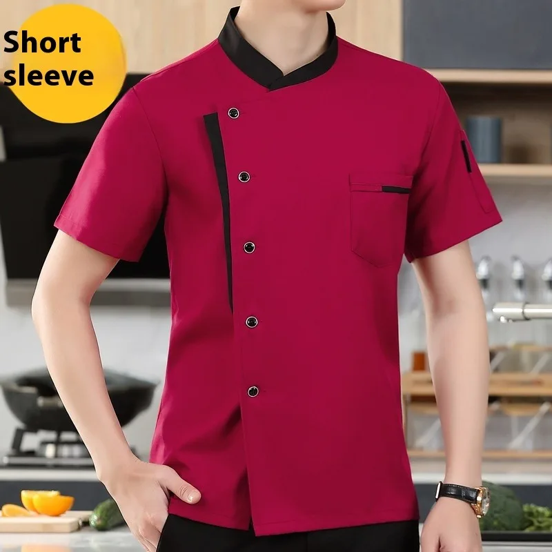 Hotel Chef Uniform Custom Long-sleeved Men's Hotel Back Kitchen Work Clothes Short-sleeved Cake Shop Order Baker