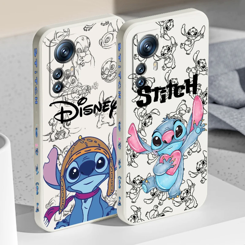 Trend Disney Stitch Cartoon płynna lewa lina do Xiaomi Mi 13 12T 12 11T 11i 11 A3 10T 10 CC9E 9 Pro Lite Ultra 5G pokrowiec