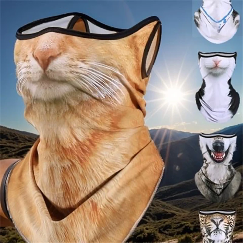 Buz Ipek Hayvan Baskı Güneş Koruyucu Eşarp Yarım Yüz Kulak Döngü Güneş Koruyucu Maske Nefes Boyun Körüğü Açık Balaclava Maskesi