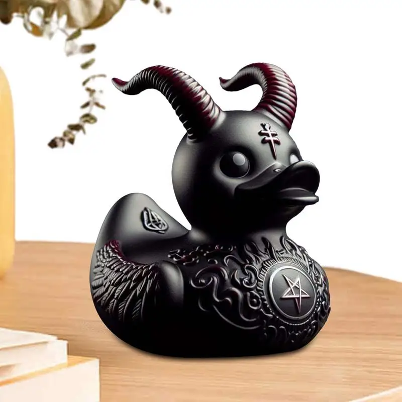 Duck Statue Indoor Gothic Sculpture Punk Animal Figurine Resin Statues Desk Decor Collectible Figurines Satan Duck Tabletop