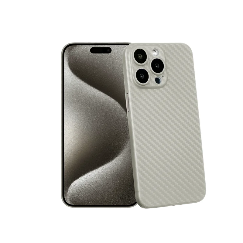 

KZDOO Air Carbon Fiber Pattern Thin Shell Lightweight Slim 0.4mm Thickness Titanium Gray Case For iPhone15/15plus/15pro/15promax