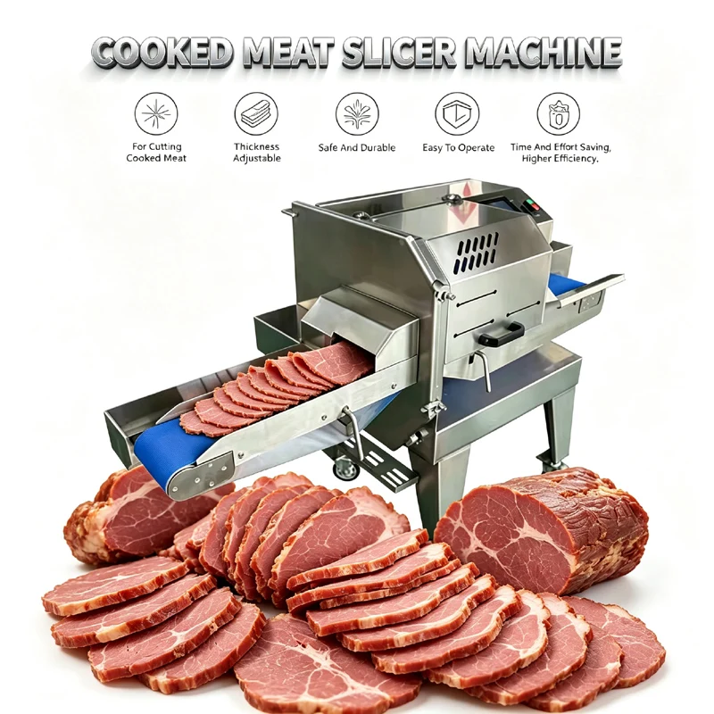 110V 220V 380V Cooked Meat Slicer Fully Automatic Commercial Bacon sausage Beef Slices Cutting Machine For Sale