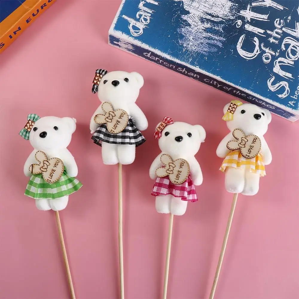 10 sztuk / worek Pluszowy niedźwiedź Pluszowe zabawki z pianki Pluszowe zwierzę Kreskówka Mini niedźwiedź Bukiet kwiatów 10 cm Pluszowa lalka Kreskówka Bukiet Lalka