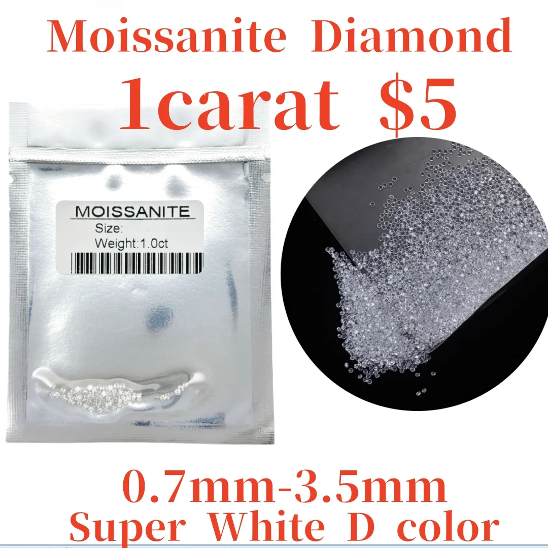 

Super D Color Loose Moissanite Stone 1.0ct 0.7mm~3.5mm Round shape Lab Grown Test Positive With GRA Certificate for jewelry