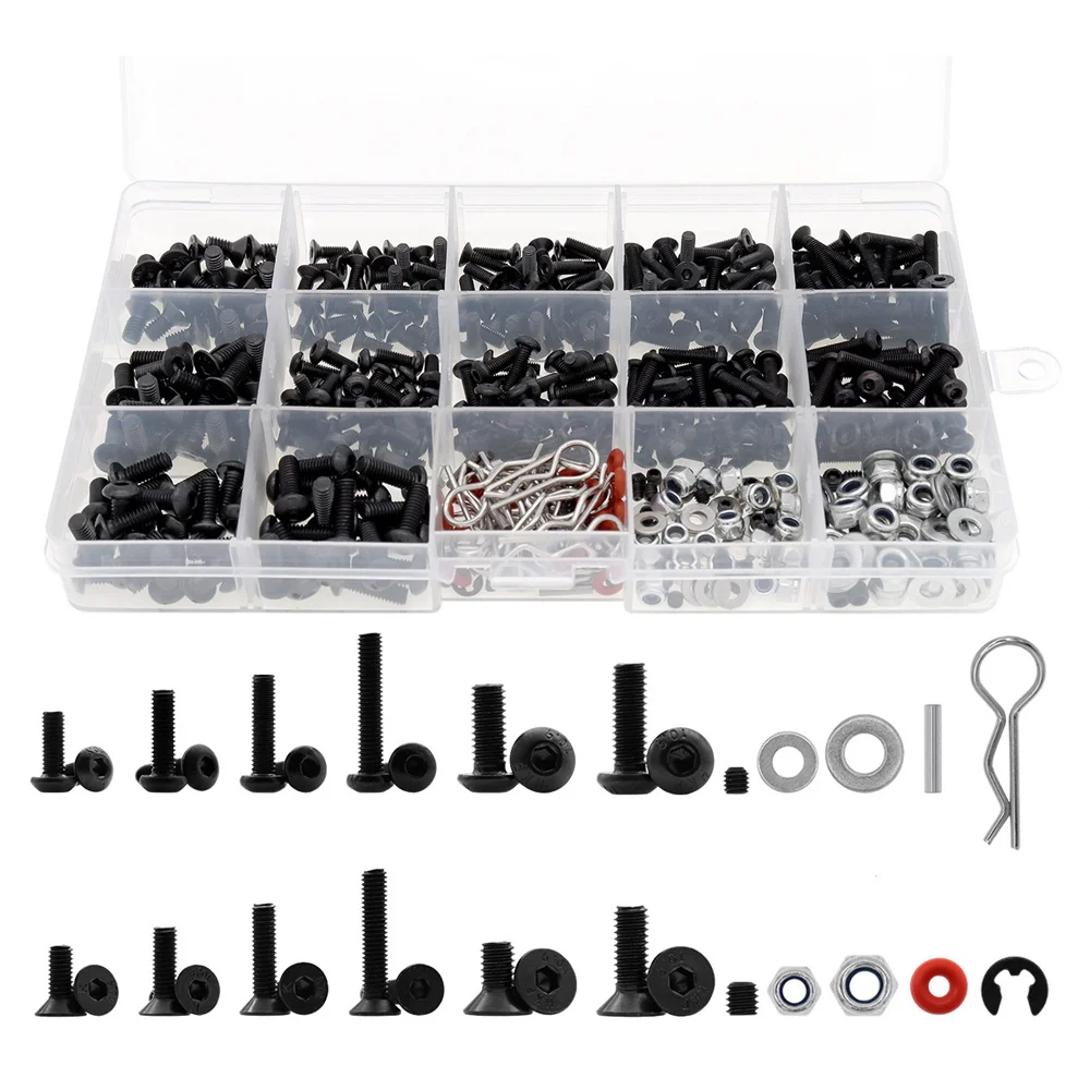 

520Pcs Screws Box Set For AXIAL SCX10 Traxxas TRX4 RC4WD D90 Tamiya CFX MST HPI Kyosho HSP 1/8 1/10 1/12 RC Car Parts