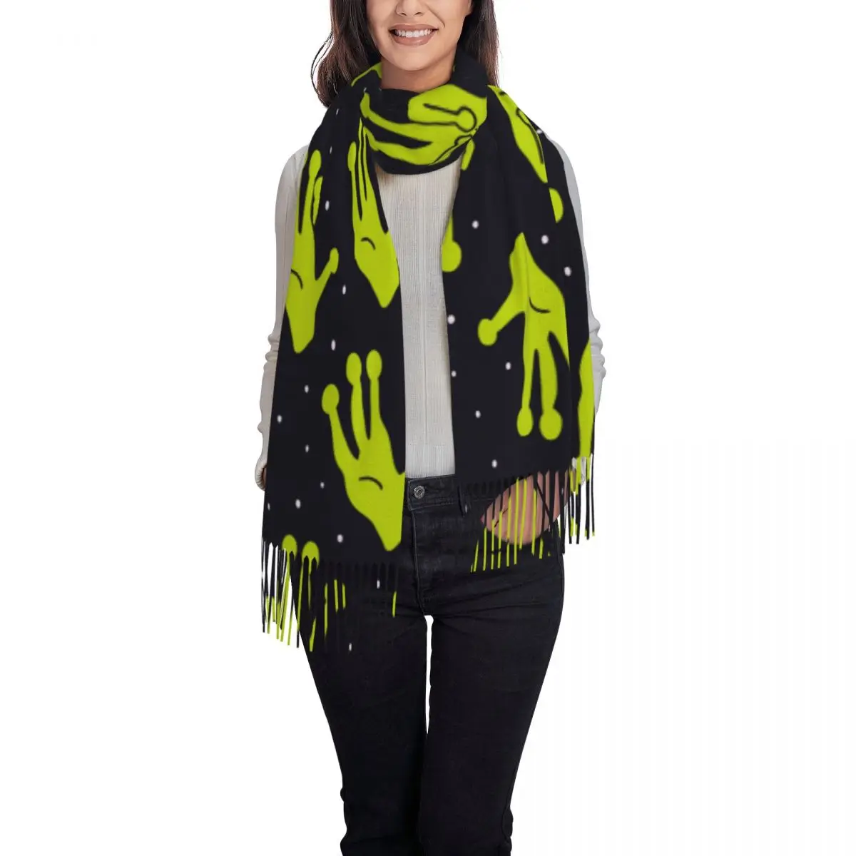 Winter Tassel Scarf Aliens Hands UFO Space Cashmere Scarves Neck Head Warm Pashmina Lady Shawl Wrap Bandana