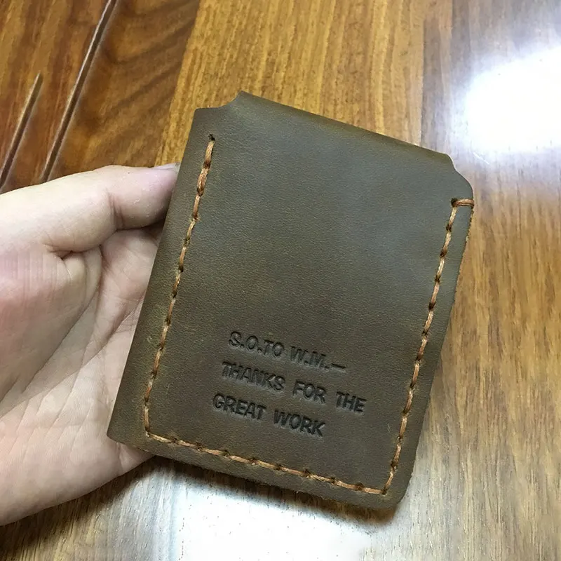 Vintage Genuine Leather Wallet Men‘s Handmade Crazy Horse Leather Purse Personality Retro Short Wallet