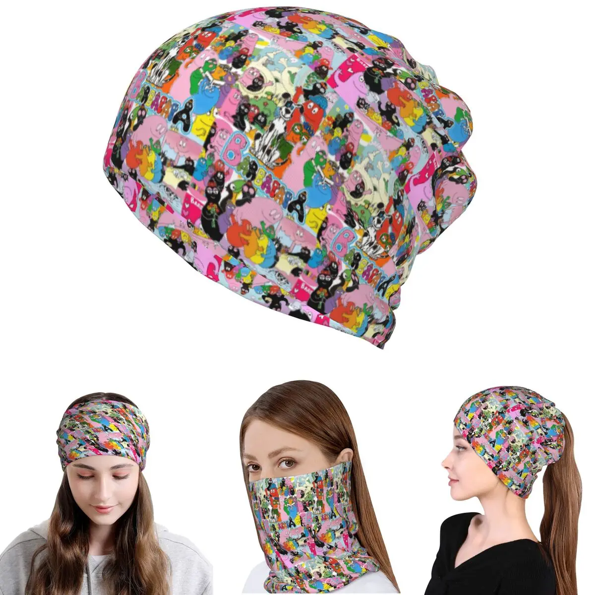 

Barbapapa Cartoon Bandana Neck Cover Mask Scarf Multi-use Balaclava Beanies Hat for Men Women Adult Breathable