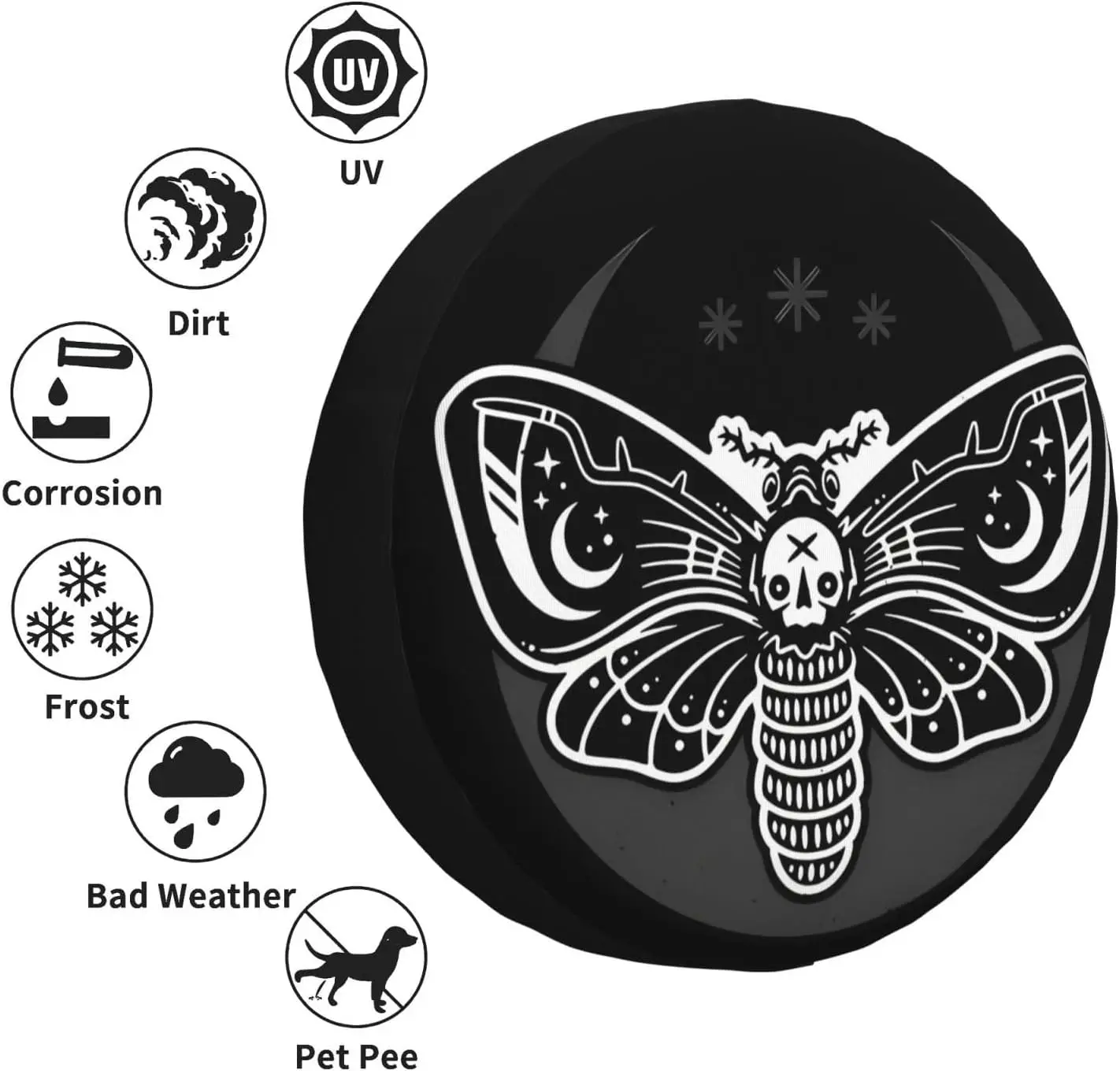 Murder Moth Spare Tire Cover Waterproof and Dustproof Protection Tires Covers Universal Fit for SUV Rv Trailer Truck Travel 14in