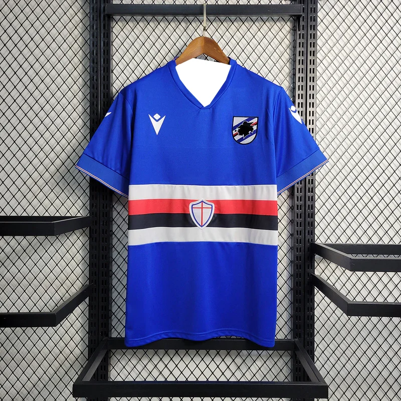 

2025 Summer Hot-selling New Sampdoria Jersey Outdoor Training Sweat-absorbing Breathable Quick-drying Short-sleeved T-shirt Top