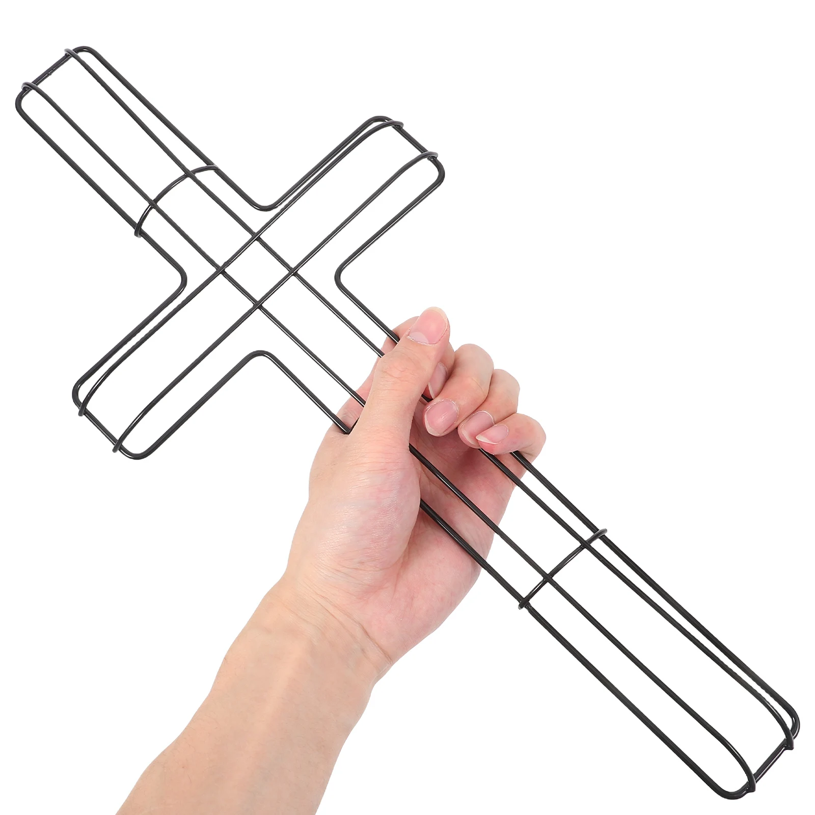 

4Pcs Flower Wreath Metal Cross Frame Sturdy Iron Wire Wreath for DIY Indoor Outdoor Holiday Garden Decoration Garland Frame