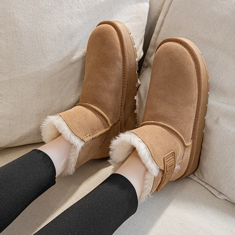 

Trend Winter Shoes for Woman with Fur Shoes Women's Boots Winter Boots Ankle Low Heels Botas Mujer Waterproof Snow Boots