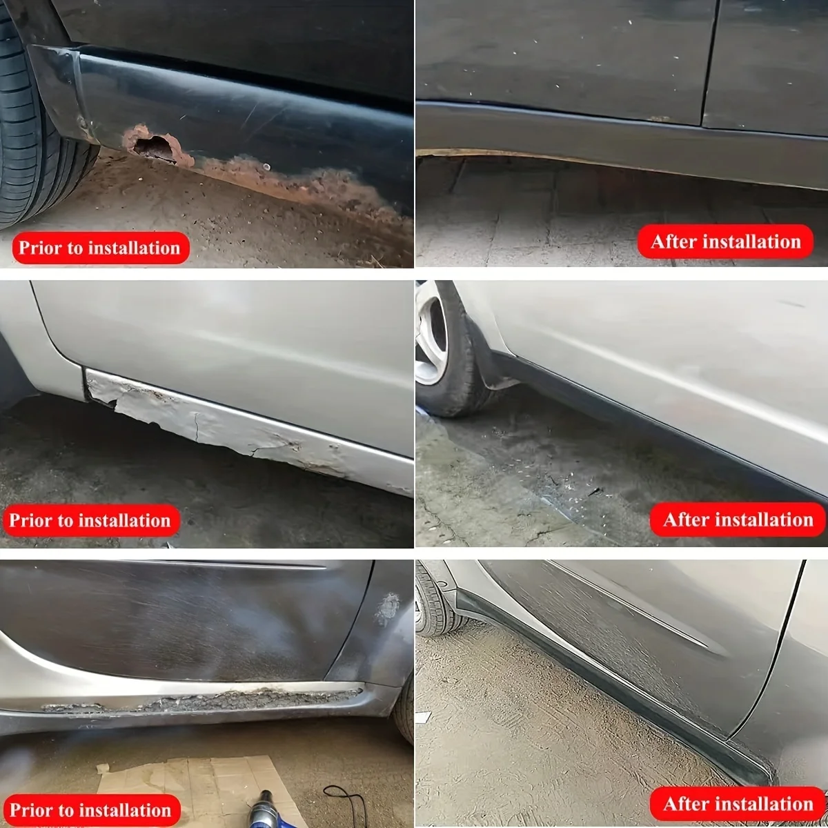 Durable Rubber Side Skirts Edge Guards - Protect Your Car\'s Bumper from Scratches and Damage!