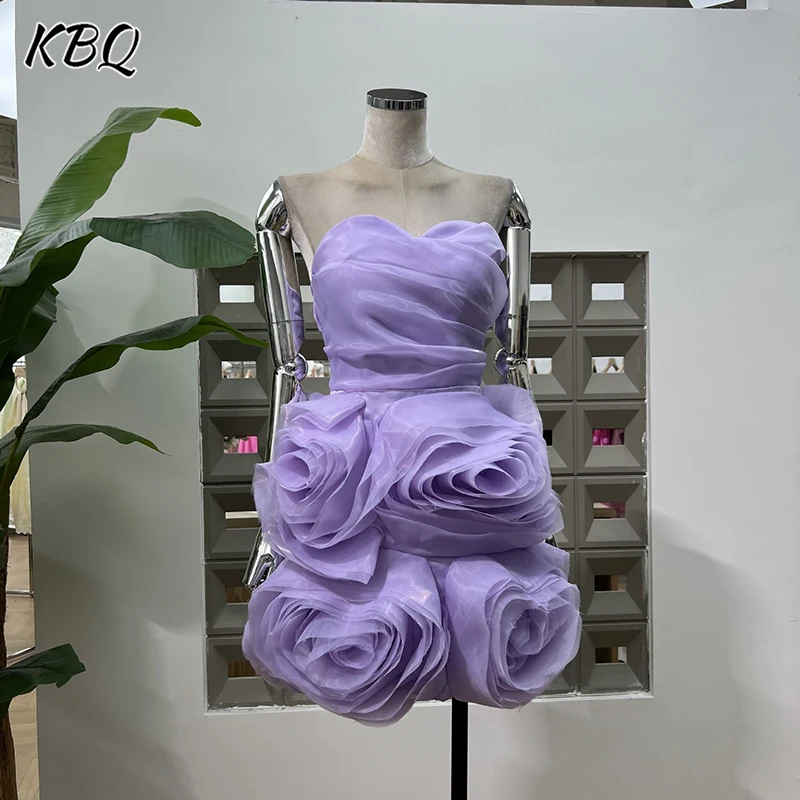 

KBQ Spliced Folds Backless Tunic Dresses for Women Strapless Sleeveless High Waist Patchwork Lace Up Floral Evening Dress Female