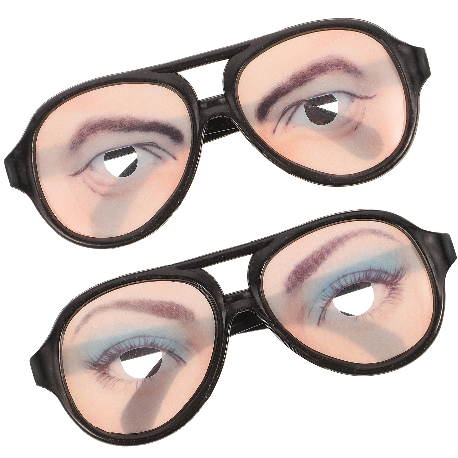 2pcs Funny Glasses Big Frame Prank Eyewear For Halloween Cosplay Party Costume Joke Glasses Novelty Gag Gift For Adults