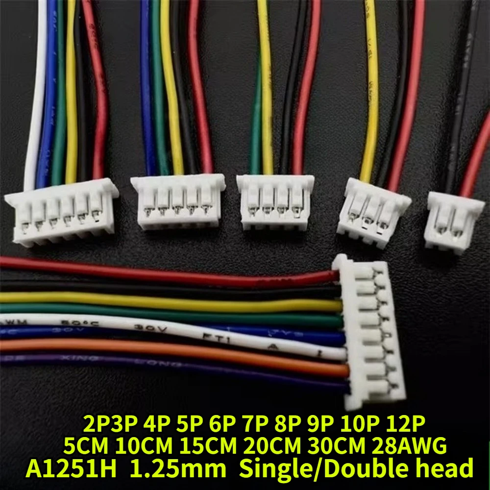 

A1251H Pitch 1.25mm Single/Double Head 2P/3P/4P/5P/6P/7P/8P/9P/10P/12P Terminal Wire Length 5cm/10cm/15cm/20cm/30cm Connector