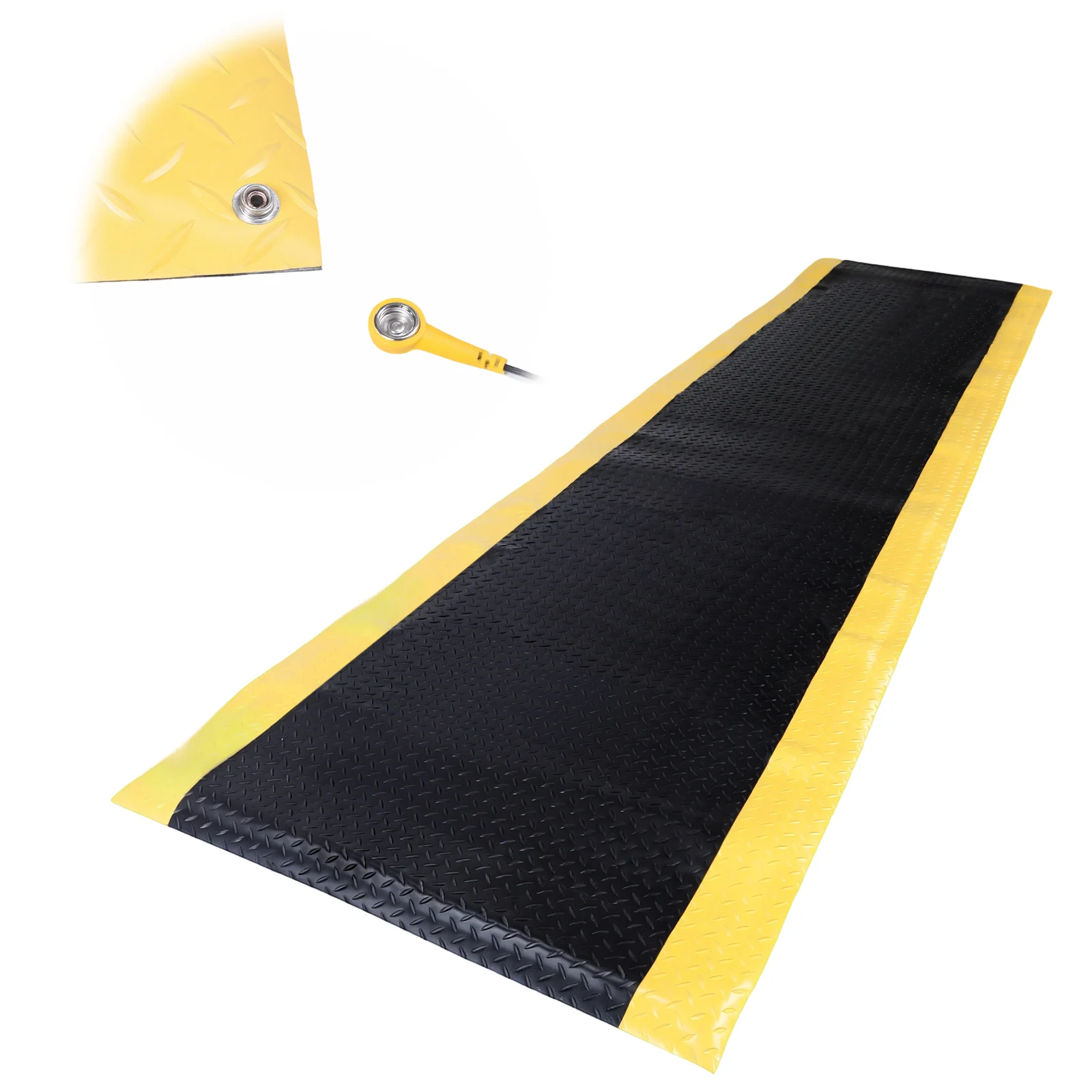 

Противоскользящий напольный коврик 144x36 дюймов с желтой защитной окантовкой, промышленный эргономичный комфортный коврик для работы стоя, для склада, гаража, общественных помещений