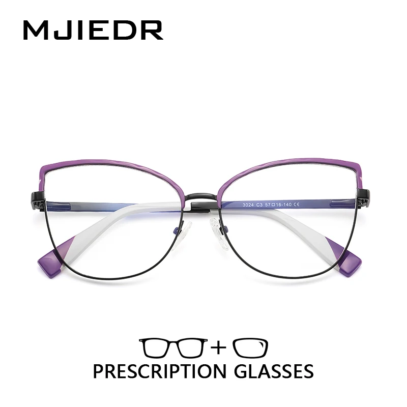 

MJIEDR New Arrivals Women's Square Cat Eye Prescription Eyeglasses High-quality Metal Photochromic Myopia Optical Glasses