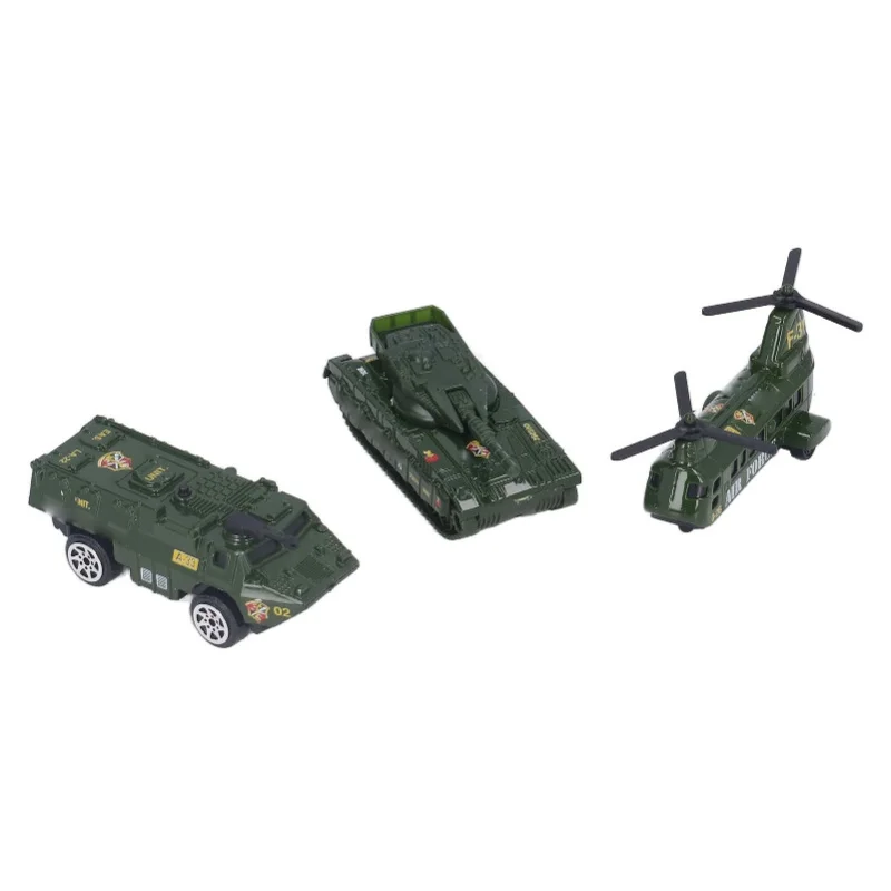 Véhicules militaires moulés sous pression, paquet de 6 jouets de l'armée, assortiment de char de transporteur, hélicoptère, voiture blindée pour garçons et enfants de 3 ans et plus