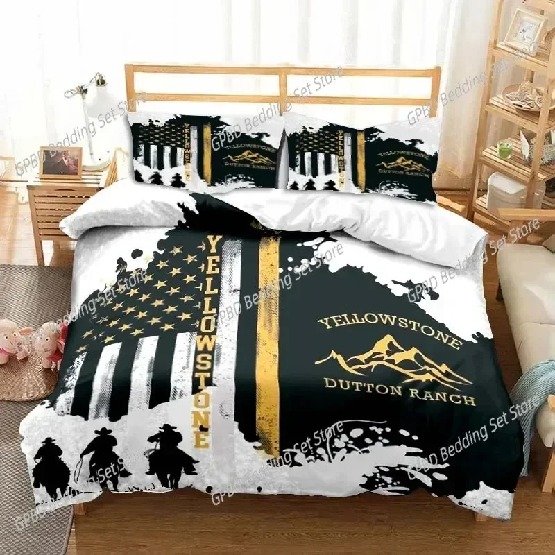 3D Print Retro Yellow-stone Fashion Bedding Set Bedroom Soft Modern Bedspreads Comefortable Duvet Cover Quilt Cover Pillowcase