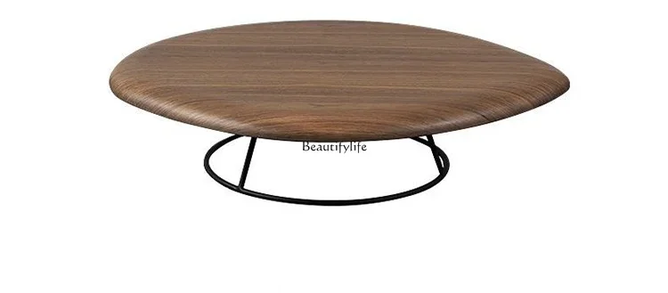 Internet Celebrity Minimalist Walnut Simple Shaped Coffee Table Size Oval Nested Tables