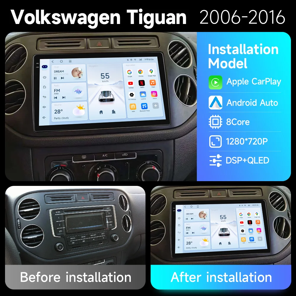 For VW Volkswagen Tiguan 1 NF 2006 -2016 2 Din Android Car Radio Multimedia Video Player Stereo Carplay Auto 4G Head Unit GPS