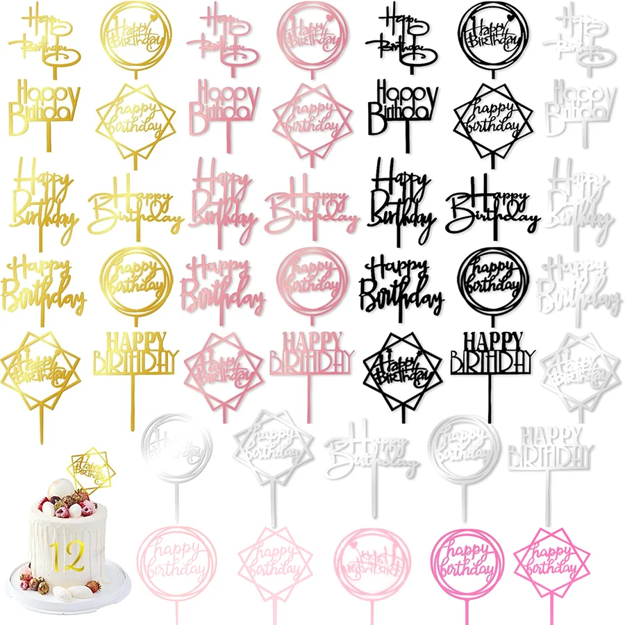 Adorno para tarta versátil acrílico dorado con espejo, Ideas de decoración para fiesta de cumpleaños, recuerdo perfecto para fiesta, 5-40 Uds.