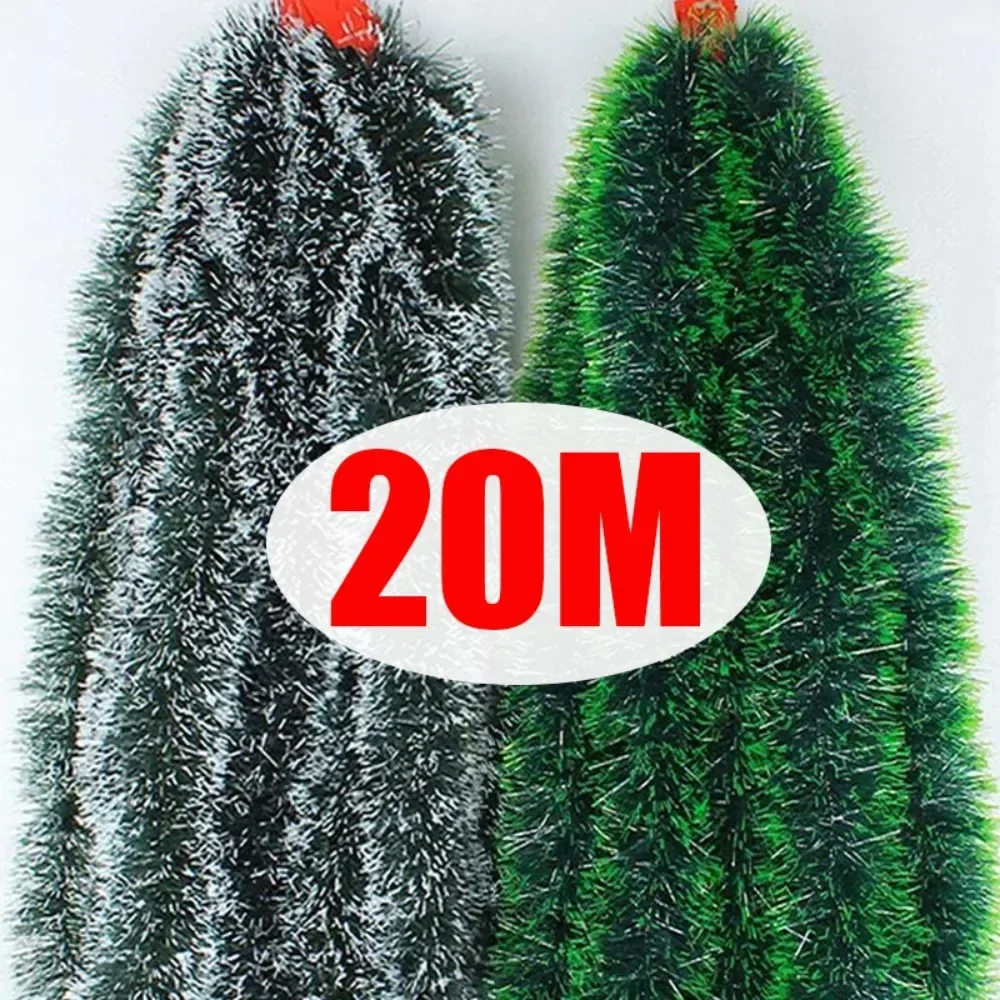 20/2M Christmas Ribbon Garland Xmas Tree Foil Pull Flower Ribbons Ornaments Green Cane Tinsel Wedding Party Decoration Supplies