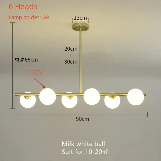 JIANKEXING Moderner 6-7 Köpfe Magic Bean Glas-Kronleuchter für Esszimmer, Küche, Insel, Wohnzimmer, Schlafzimmer, Loft, Haus, Beleuchtungskörper, Dekor 8