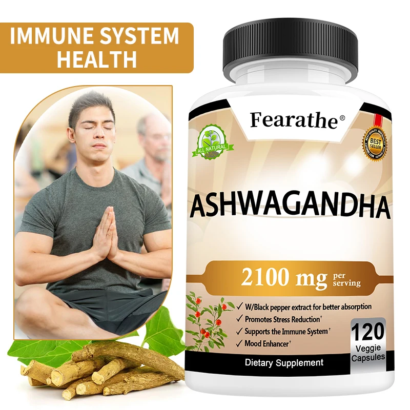 Organic Ashwagandha - 120 Veggie Caps - Natural Stress Relief, Mood Support, Immune & Thyroid, Anti-Anxiety, Better Absorption