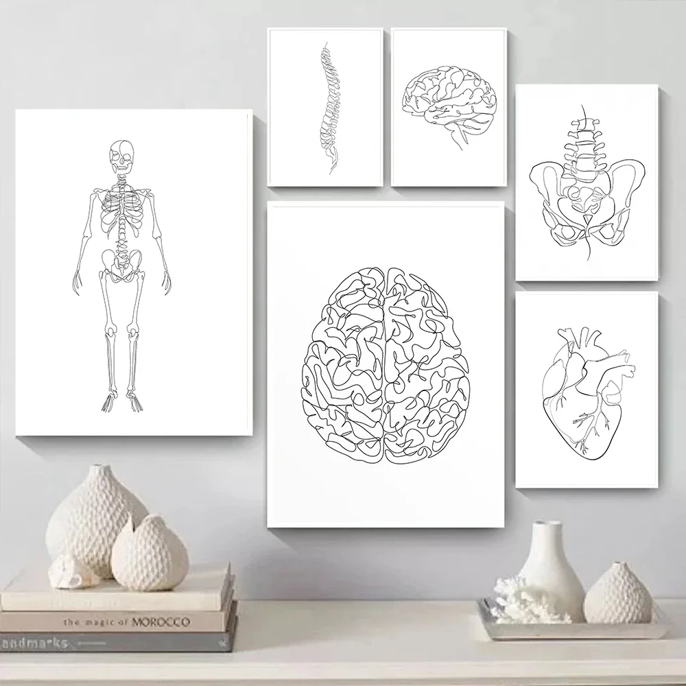1pc Frameless Scandinavian Classic Minimalist Wall Art Abstract Teeth Brain Human Anatomy HD Poster Print Home Bedroom Living Ro