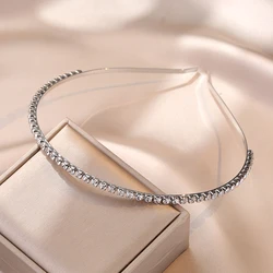 Fashion Korea Crystal Headband for Women Rhinestone Hairband Beads Bezel Girls Hair Accessories Simple Headwear