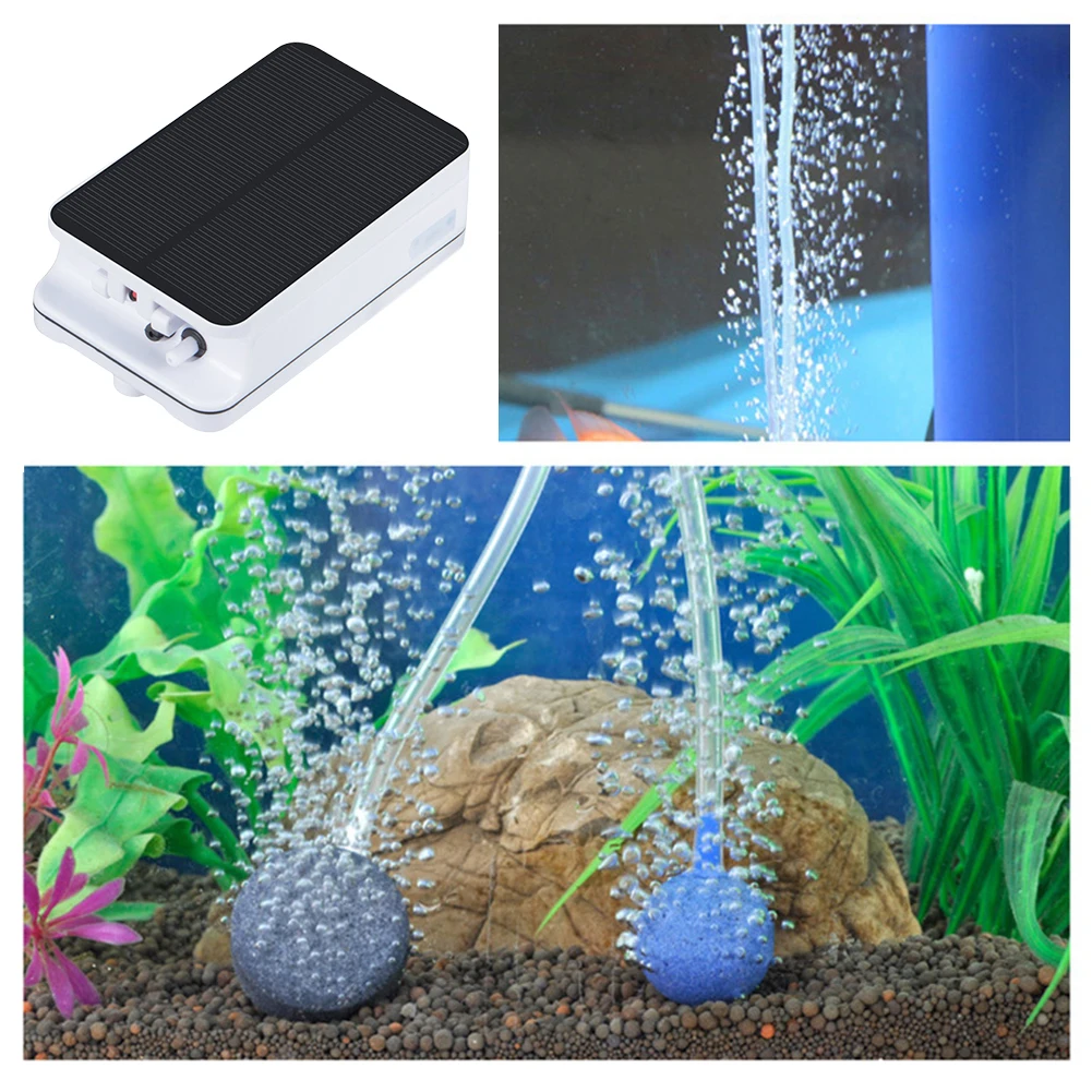 Solar Power Pond Fish Tank Oxygenator with Pipe Air Bubble Stones Solar Pond Pump Oxygen Aerator for Pool Aquarium Fish Tank