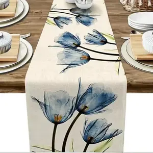 Tulip Linen Table Runner, Farmhouse style, dining table decoration, interior and outdoor, 13x7 0 inch 8 Main Sales Table Path - №6