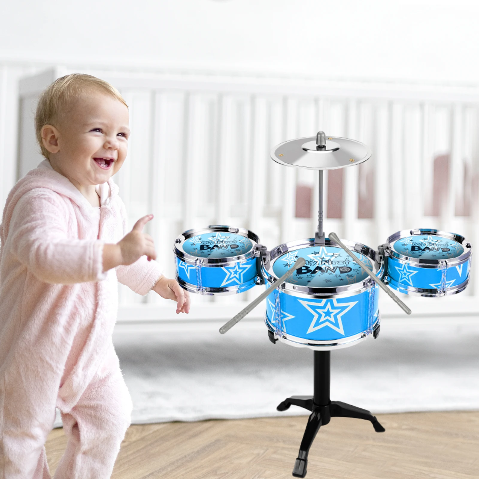 Kids Drum Set Playset Preschool Learning Toy Percussion Musical Toy Simulation