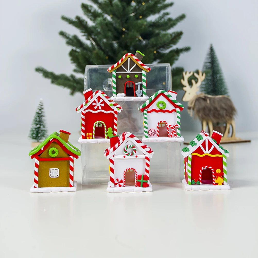 

Red Christmas Cabin Adornment for Decor Rustic Theme Ornament Holiday Gifts Mini Christmas House Decoration Models Home