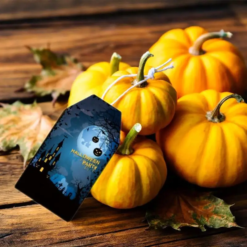 48Pcs Halloween Pumpkin Ghost Paper Tags Holiday Hanging Labels For Gift Package Party Decoration Bookmarks Use Home Decor